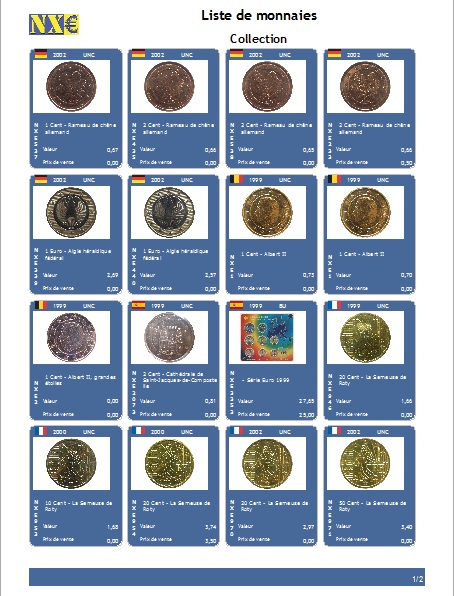 Monnaies Euro - Impression des miniatures